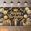 Birthday Party Backdrop Gold Black Polyester Banner Photo Booth Decoration 29
