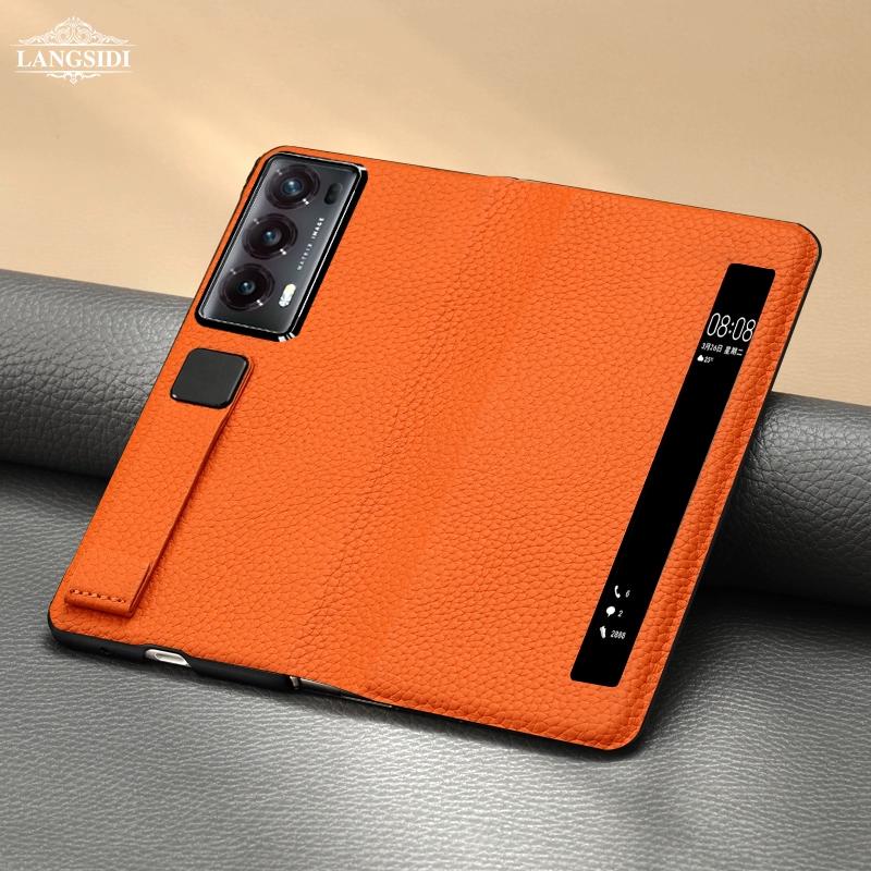 LANGSIDI Flip Phone Case for Honor Magic V2 VS2 V3 VS3 VS with fundas Wriststrap bracket Stand Leather Cover