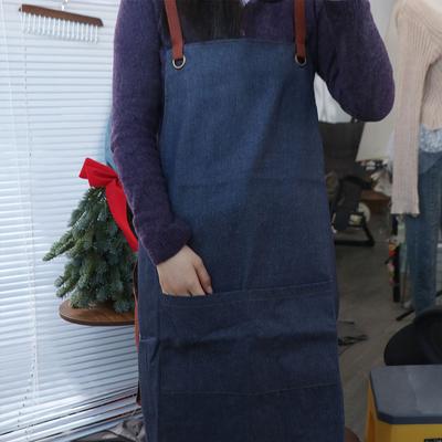 Dirt-resistant Cross Back Denim Apron Wear-resistant with Pocket Kitchen Chef Apron Adjustable Waist Unisex Painting Apron Adult