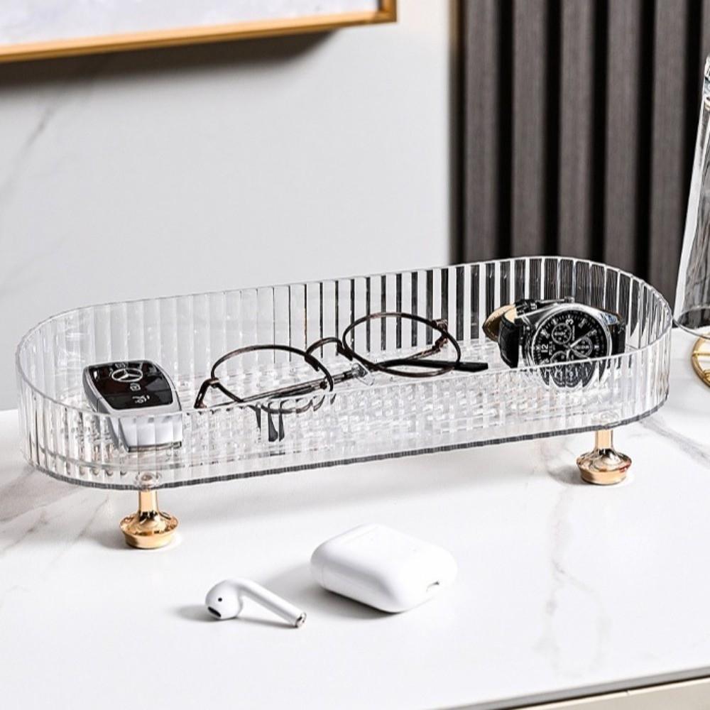 Large Capacity Makeup Holder Anti-Slip Base Countertop Organizer Bathroom Vanity Tray Dresser Use