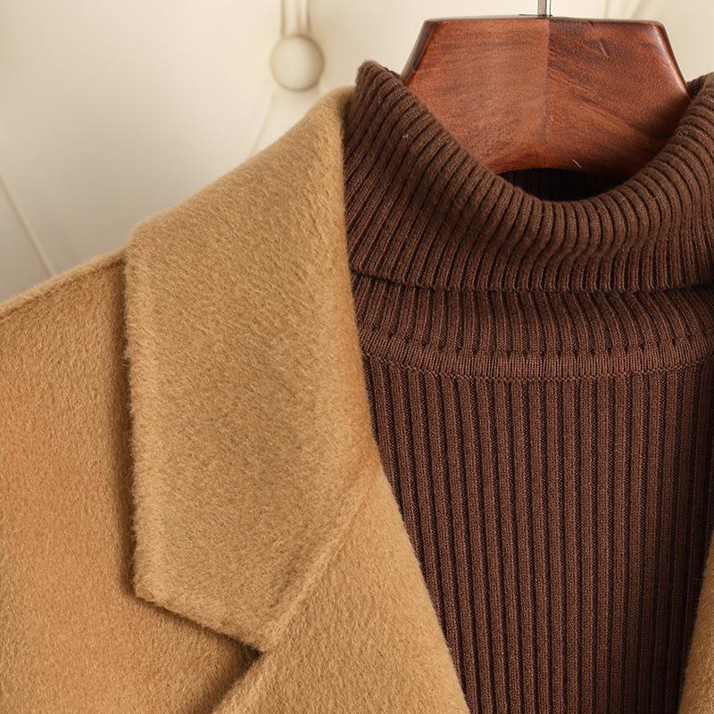 Autumn and winter new double-sided wool coat for women's medium and long loose pure woolen coat for women