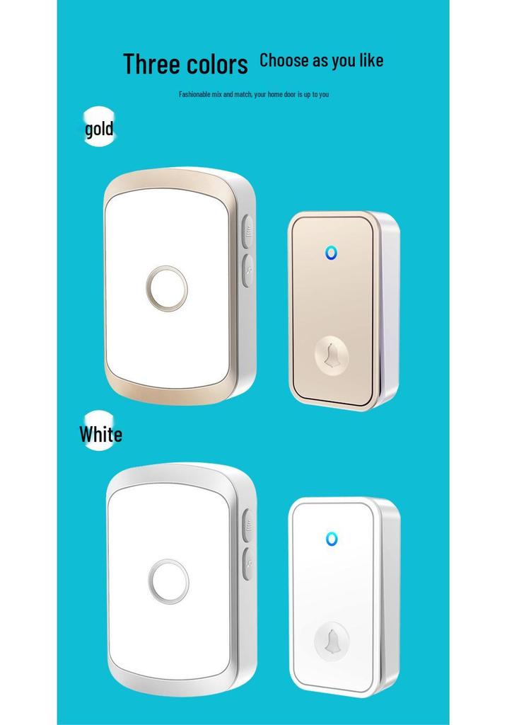 Wireless Waterproof Self-Powered Smart Doorbell with Long-Range Remote Control, Battery-Free for Home Use