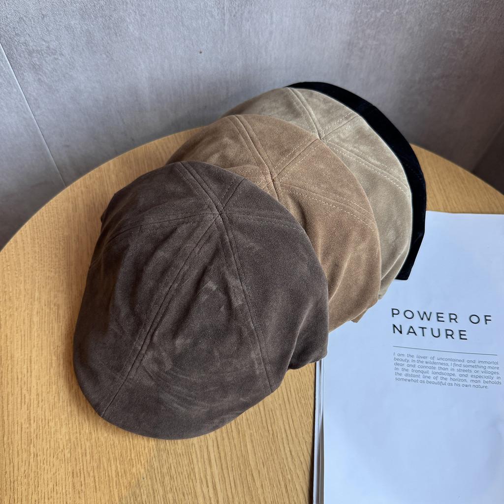 Simple Solid Color Suede Women Casual Beret For Autumn And Winter Daily Use