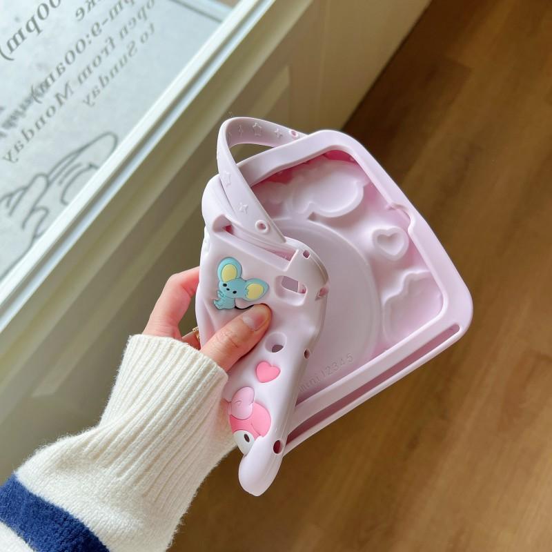 Soft Silicone Cartoon Tablet Case MatePad Air 11.5/10.8/10.4 Inch With 360 Rotating Stand Handheld Strap Cute Design