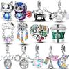 925 Sterling Silver Charms Beads Earphone Pendant Cup Sister Dangle Fit Necklace Bracelet Gift Women Party Diy