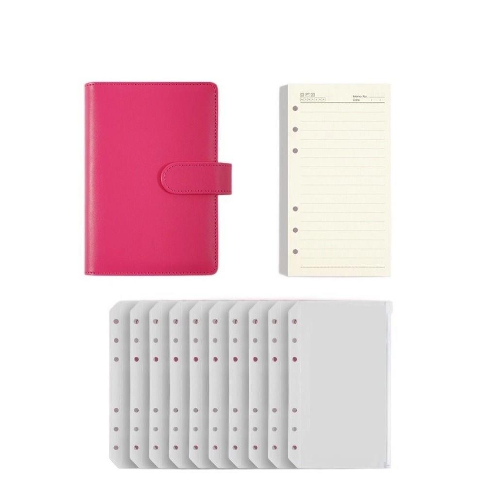 Pu Leather Loose-Leaf Notebook Macarone Color Budget Binder  Office Stationery Supplies