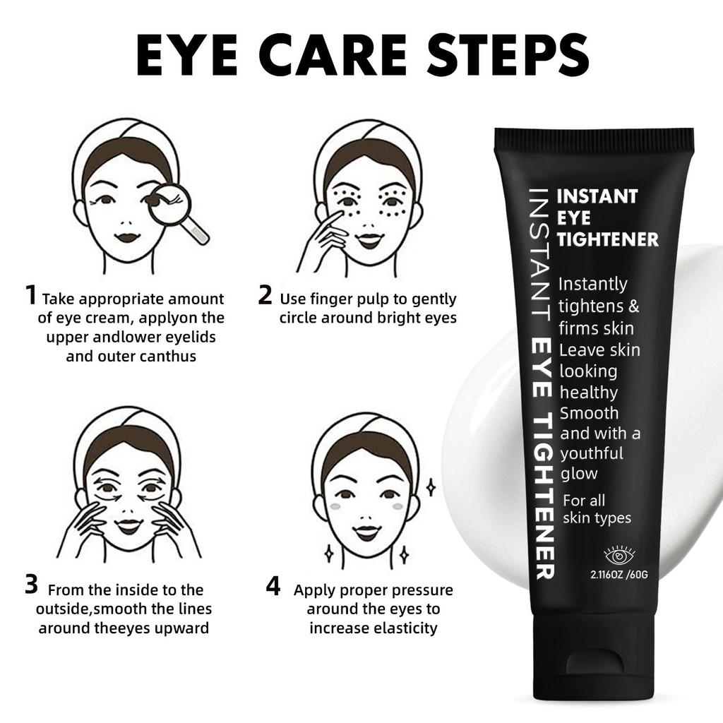 Krem Natychmiastowo Napinający Skórę Wokół Oczu - Natychmiastowo Napina i Ujędrnia Skórę Wokół Oczu, Głęboko Nawilża i Wygładza Skórę, Redukuje Worki pod Oczami - Delikatny i Bezpieczny do Codziennego Użytku, 60g