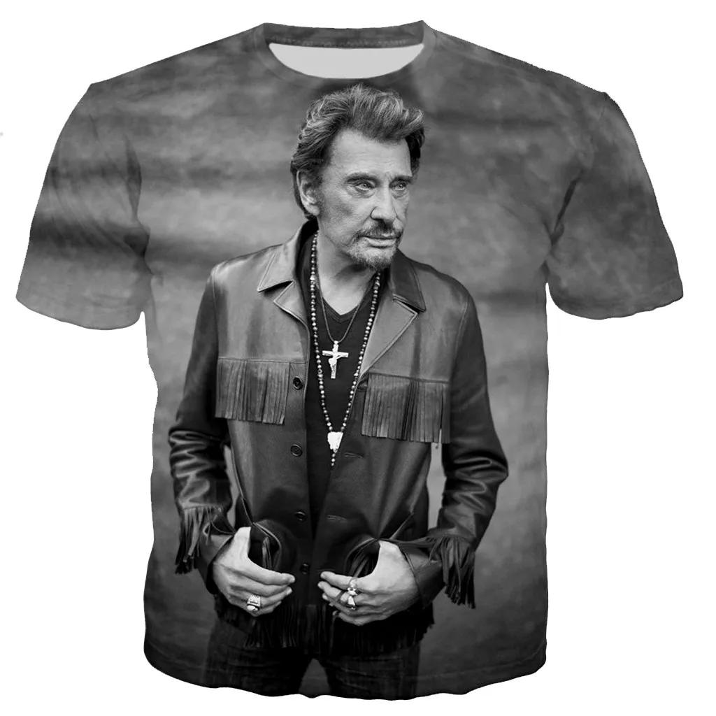 Most Popular Pop Singer Johnny Hallyday 3D Printed T-shirt Men Women Rock Casual Streetwear Clothes Hip Hop Harajuku Tops
