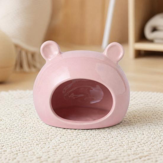 Keramik Hamsterhaus, Sommer Bärenförmiger Hamster Versteck Höhle, Kleintier Lebensraum Bett Dekoration für Rennmäuse, Mäuse, Meerschweinchen, Zwerghamster