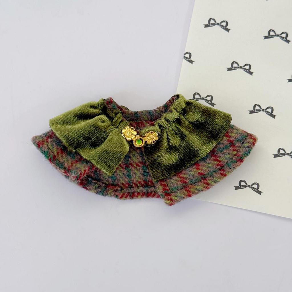 KT Fashion Long-Leg Doll Clothes: Plaid Cape & Retro Button British Style Set