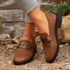 Fashion 2025 Women Spring New Black Platform Flats Shoes Women Loafers Slip On Boat Shoes Metal Designer Casual Leather Oxfords