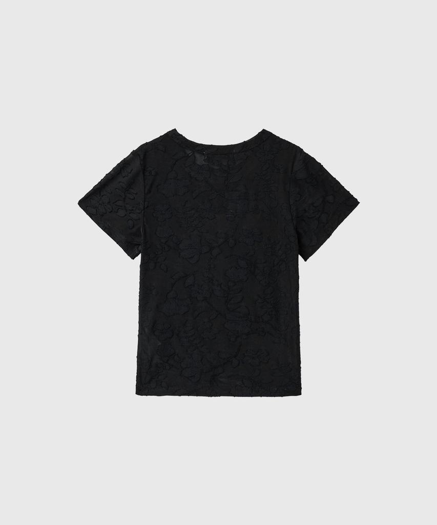 GENERALIDEA Floral Sheer Short Sleeve T-Shirt [Black] / Gf2Lts508