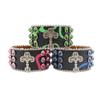 Cross-set Diamond Design Rhinestone Bracelet with Hip-hop Trendy PU Leather Bracelet Design