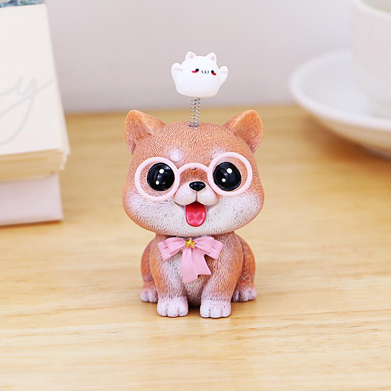 Adorable Pomeranian Dog Figurine: Office Desk & Car Interior Decoration