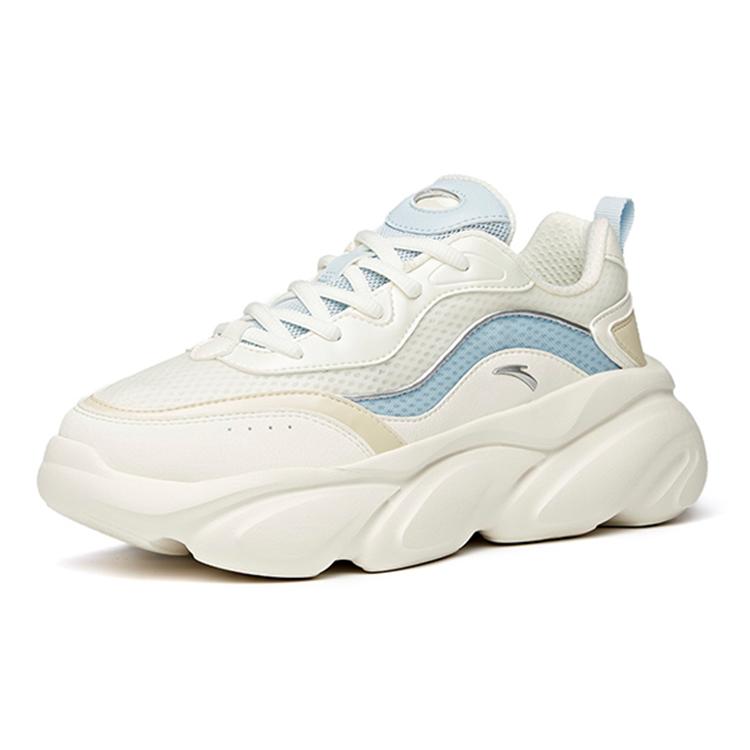 Anta Cat Paw Cushioning Slip Resistant Abrasion Resistant Breathable Low Top Chunky Sneakers Women's White Blue Yellow 922048894-7