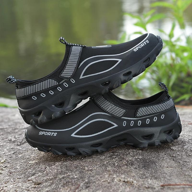 Casual Lightweight Water Sneakers Men Outdoor Walking Hiking Shoe Breathable Slip On Mens Loafers Tenis Summer Mesh Men Shoes