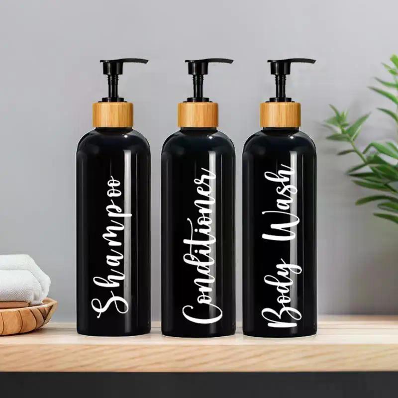 3pcs Plastic Soap Dispenser Set Countertop Lotion Bottle Bathroom Refillable Empty Bottle For Shampoo Body Wash Hair Conditioner