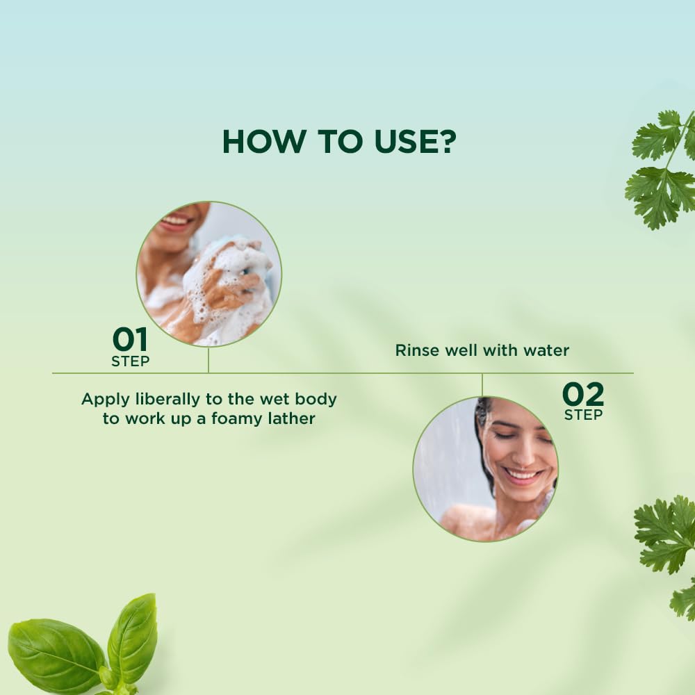 Biotique Basil & Parsley Body Wash 300ml, Revitalizing & Soothing Gel for All Skin Types, Natural Brightening Shower Cleanser