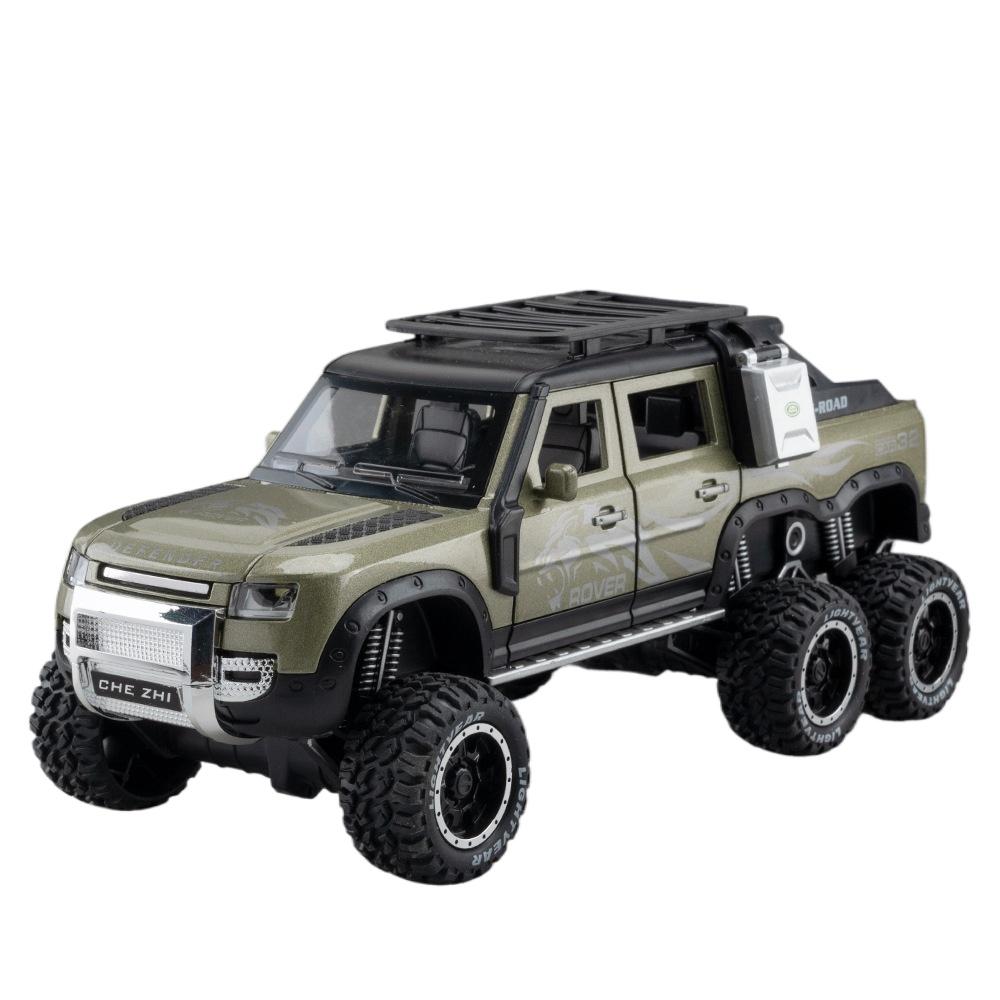 

1/24 Land Range Rover Defender Alloy Pickup Car Model Diecasts Metal Off-road Vehicles Car Model Sound Light Childrens Toys Gift зелёный