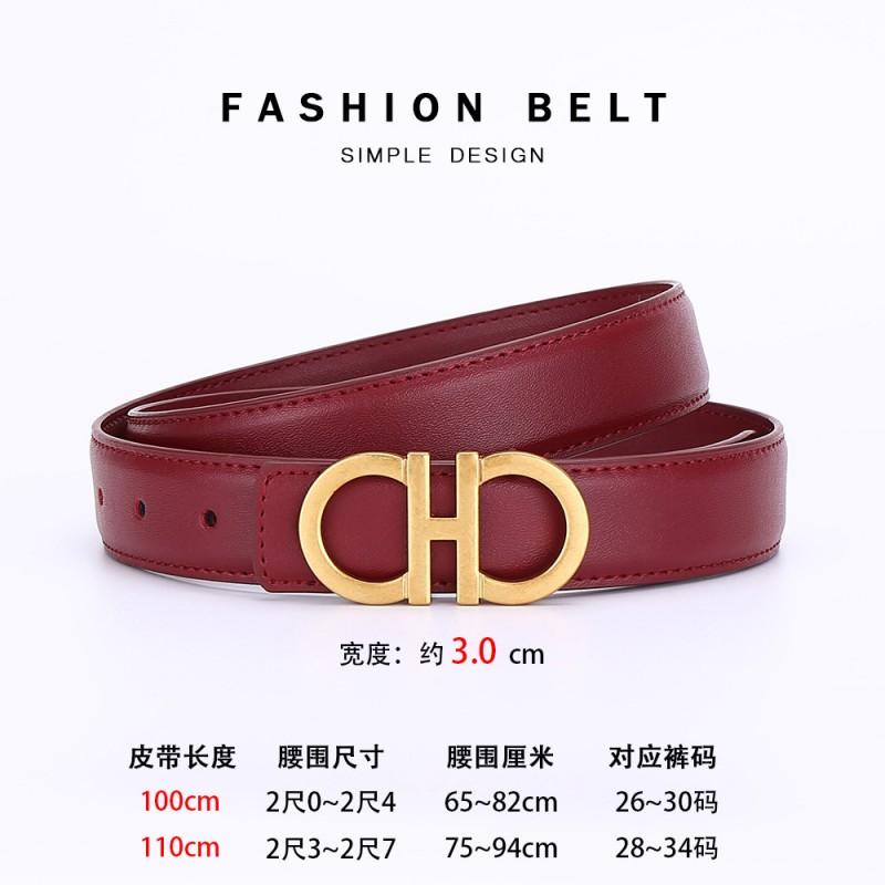 Womens Genuine Leather Belt With Zinc Alloy 8-Shape Buckle Jeans Casual Pants Stylish Waistband