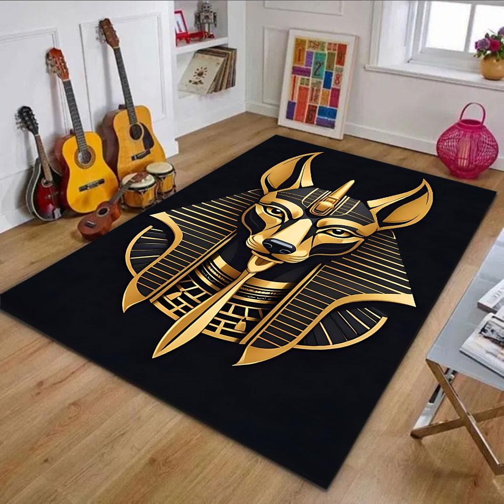 Pharaoh Anubis Design Rug Patterned carpet, non slip mat suitable for living room and bedroom sofas
