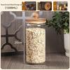 ZISIZ Round Acacia Wood Glass Storage Jar