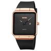 Men's Square Watch, Leather Strap, Black, Simple, Thin, Stylish, Men's Wristwatch, Waterproof, Business, Casual, For Men, Rose Gold, Black