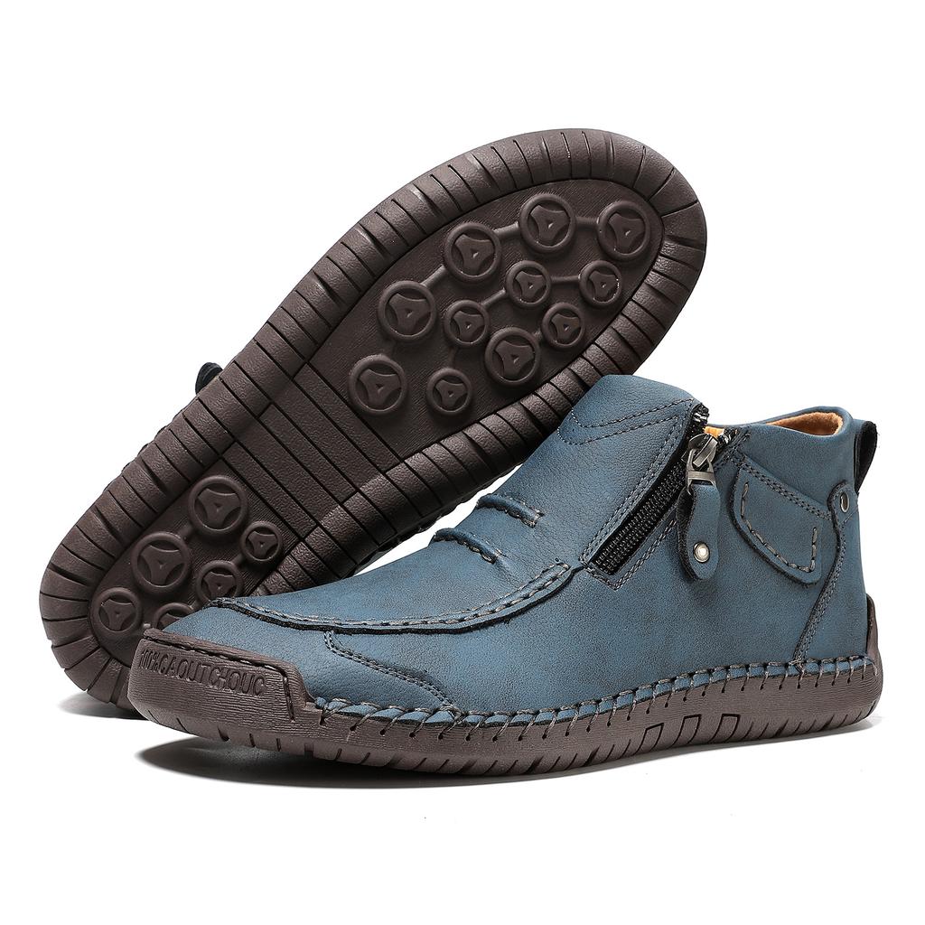 Autumn Handmade Leather Men Boots Outdoor Design Sneakers Man Breathable Casual Leather Shoes Men Ankle Boots Fall Plus Size