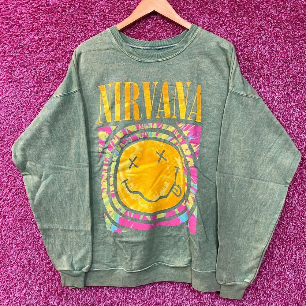 Nirvana Nevermind Green Grunge Crewneck size XL Unisex T-Shirt M