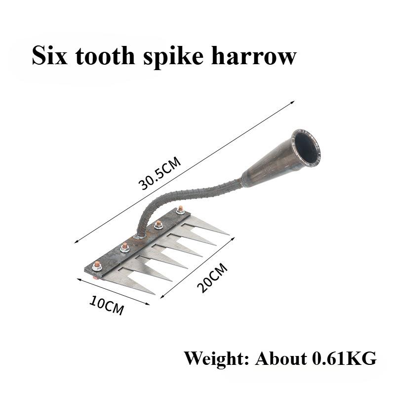 

5/6/7/8 зубів Залізна садівнича мотика Граблі для прополки Сільськогосподарський інструмент Захоплюючий Згрібання Розпушування ґрунту Граблі для цвяхів Артефакт Борона Фермерський інструмент