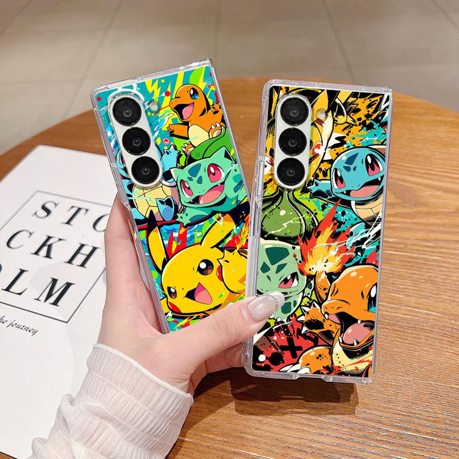 Cartoon Hot Pokemon Transparent Soft Phone Cover Case for Samsung Galaxy ZFold3 ZFold6 ZFold5 ZFold7 Z Fold 7 6 5 4 3 ZFold4