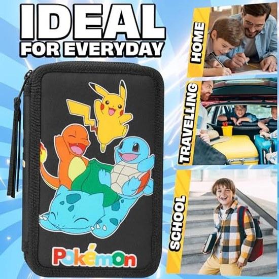 Pencil case Pokémon kids Pikachu filled stationery set - anime gift (black multi)