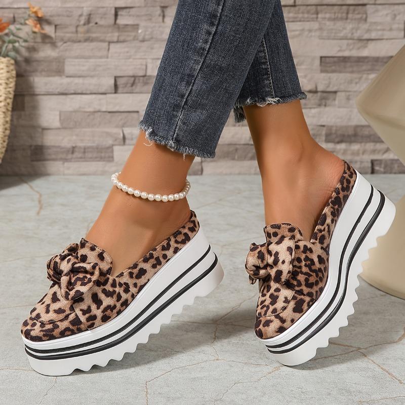 Women's Slip-On Round Toe High Heel Half-Calf Slippers - Soft Fabric Upper & PU Sole, Thick Cushioned Insole, Comfortable Indoor/Outdoor Casual Shoes