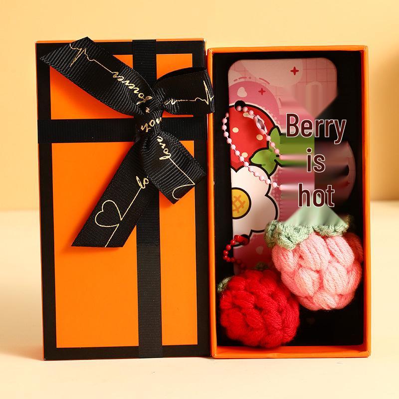 Wool Hand-Knitted Burger & Fries Plush Keychain Bag Charm