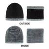 2026 New TW DDA558 Velvet Lined Thicken Ski Skull Caps Men Kids Winter Hat Scarf Set Neck Warmer Wool Knitted Beanie Hats