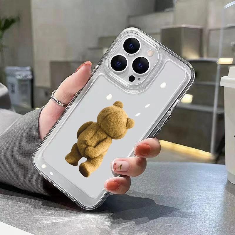 Cartoon Teddy Bear Anti Drop Phone Case for iPhone 17 16 15 14 13 12 11 Pro/Max/Plus Anti Drop and Anti Shock Back Cover