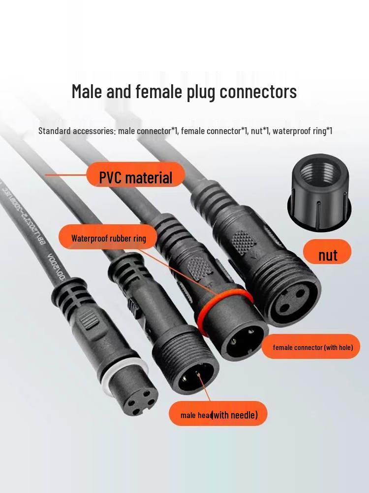 Black Waterproof Dustproof 2-4 Pin Aviation Wire Connector Plug for LED Power Supply