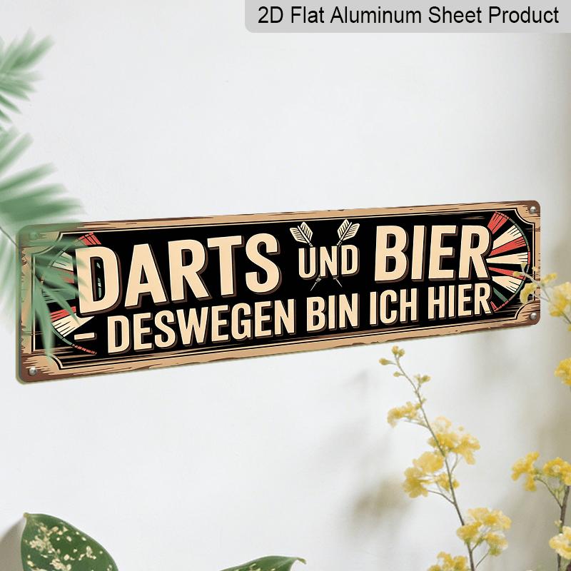 2D Flat, 1pc, German Aluminium Decorative Sign, Hier Mit Der Flamme Seines Lebens Aluminium Sign, Rustic BBQ Quote Aluminium Plaques, Outdoor Wall
