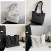 2023 Winter Fashion Rhombus Cotton Shoulder Bag For Women Street Style Large Capacity Embroidery Trendy Tote Bag