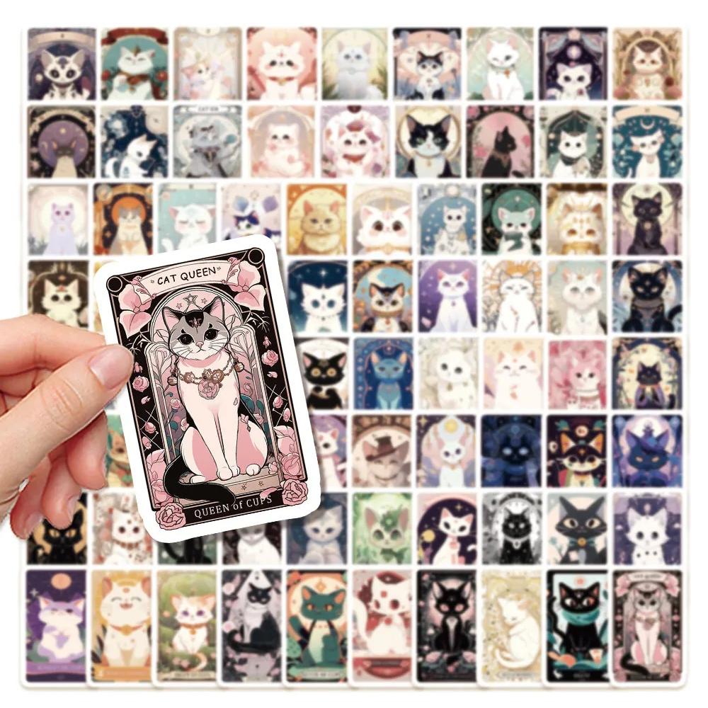 10/30/78pcs Cartoon Cat Tarot Art Stickers Cute Animal Decals DIY Stationery Luggage Guitar Waterproof Kawaii Aesthetic Sticker