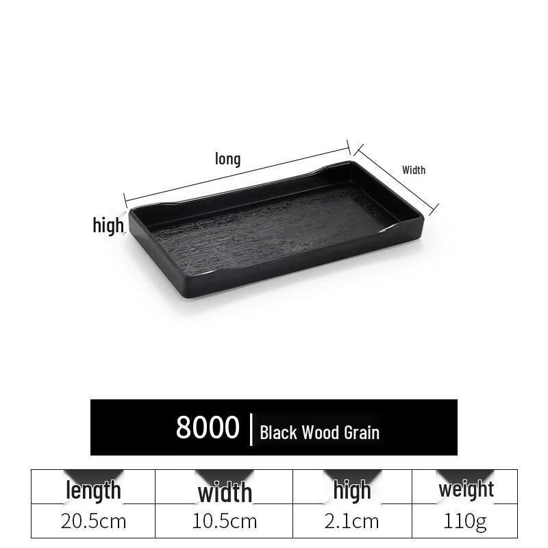 Black Melamine Rectangular 3-Compartment Serving Tray
