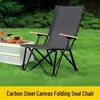 High-Back Folding Camping Chair - Carbon Steel, No-Installation Needed, Dual-Use for Indoor & Outdoor.