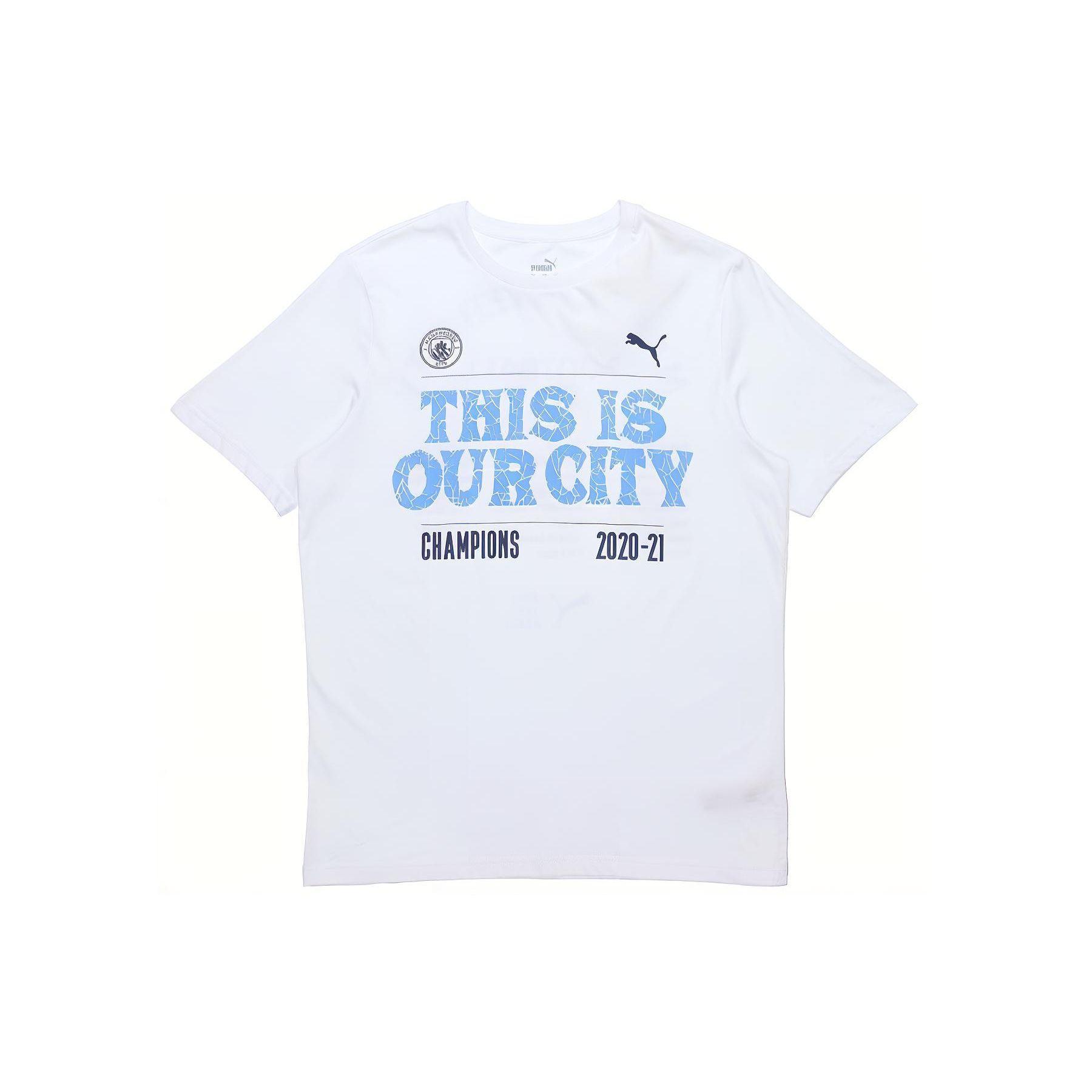 

Puma MCFC 2020-21 Season Letter Print Футбольная спортивная футболка Мужские топы Белые 768843-01 XXL