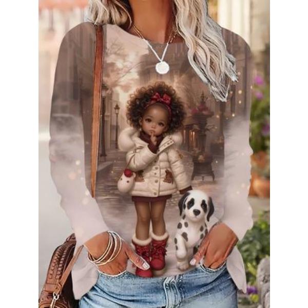 Autumn Winter Fashionable Comfortable Cute Women's Long Sleeved T-shirt Casual Loose Plus Size Personalized T-shirt
