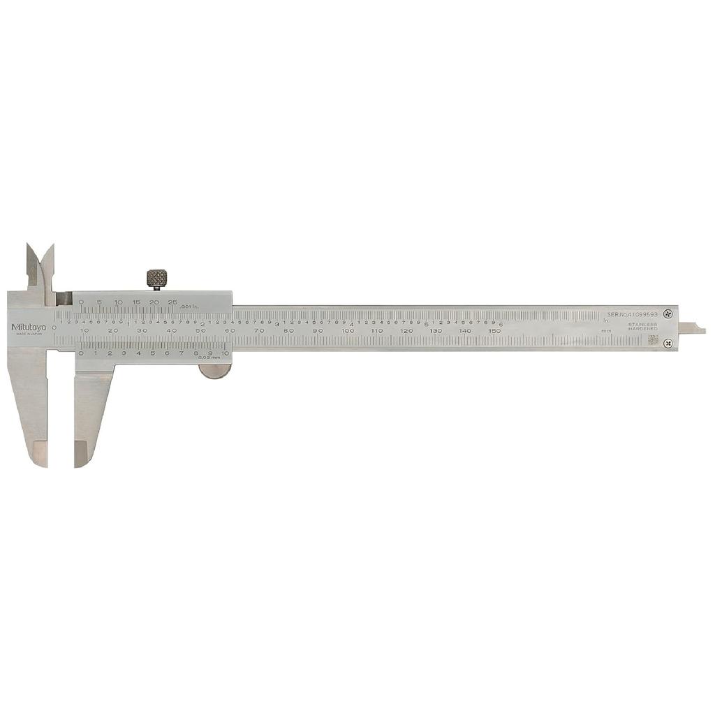 Mitutoyo 530-312 Vernier Calipers, Stainless Steel, for Inside, Outside, Depth and Step Measurements, Metric, 0"/0mm-150mm Range, +/-0.03mm Accuracy,