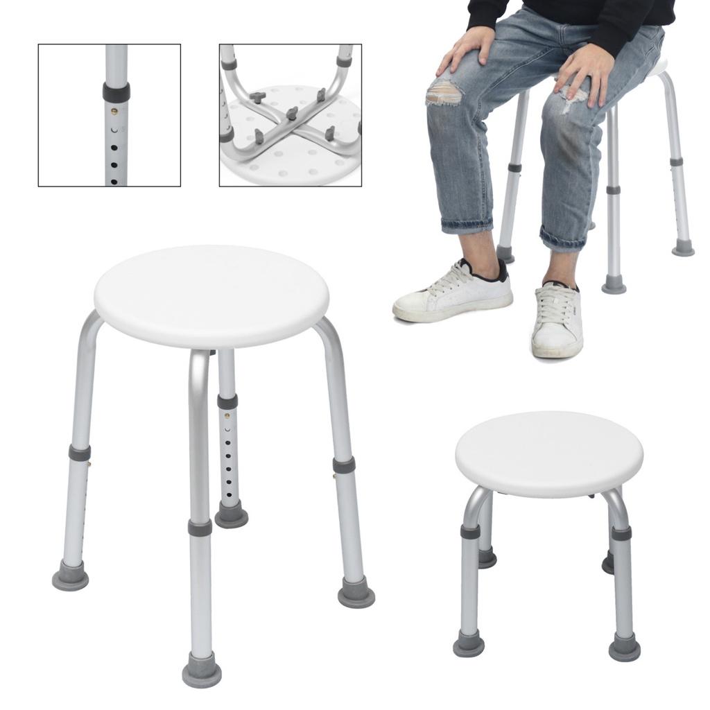 Sgabello Regolabile 7 Altezze per Vasca da Bagno Sedile Antiscivolo Toilette Disabili Sedia Bianca per la Casa Sedia da Bagno Doccia per Anziani