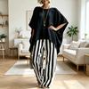 Women T-shirt Pants Two Piece Set Summer O-Neck Short Batwing Sleeves Shirt Striped Trousers Loose Casual Top Pants Suit