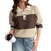 2026 Retro Color Block Stripe Polo Collar Sweater - Women's Long Sleeve Knitwear for Autumn/Winter Casual Wear