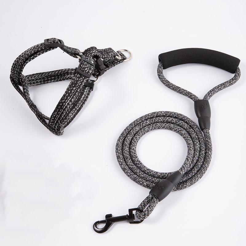 

Linen Dog Hand Holding Rope Teddy Dog Leash Large, Medium and Small Dogs Golden Retriever Dog Chain Pet Supplies Cat Collar S [about 4.00 kg-7.50 kg]] Black Two-piece set