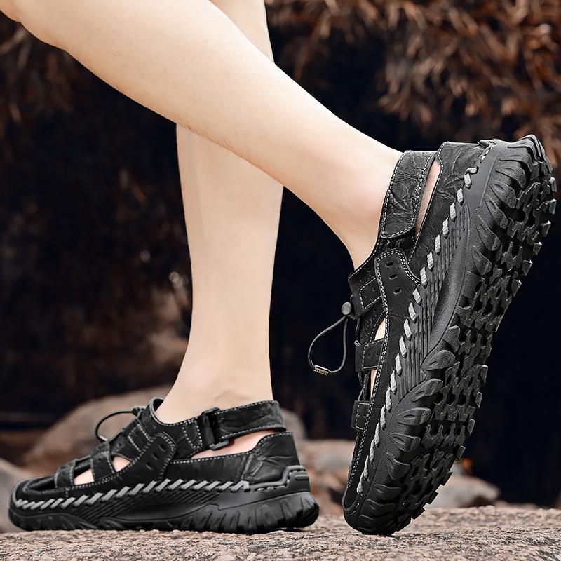 Herren Sport Ledersandalen Outdoor Wandern Geschlossene Zehen Wassersandalen